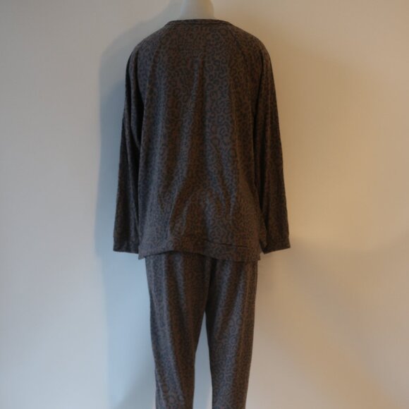 Womens P.J. Salvage Brown Black Leopard 2Pc Set Leisure Top/L Jogger Pants XL * - Picture 9 of 12